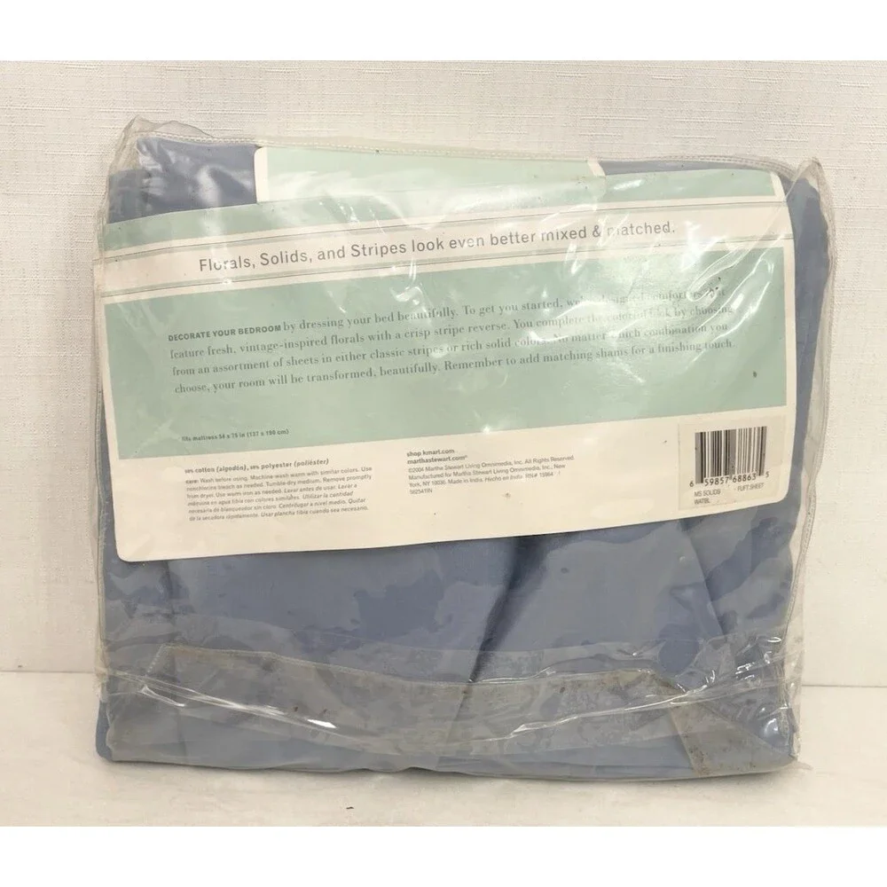 Martha Stewart Everyday 250 Thread Count Cotton Blend Fitted Sheet Blue - FULL